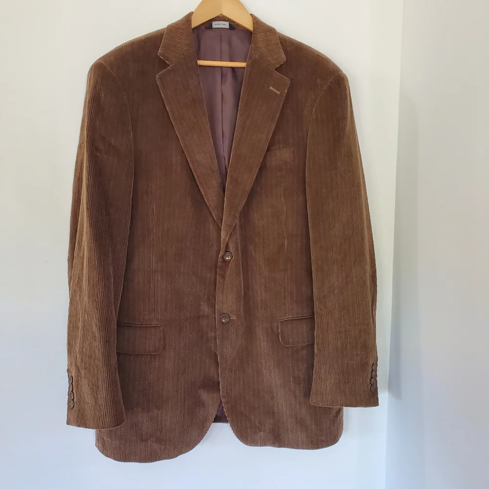 DOCKERS Men 44L Brown Corduroy Sport Coat Jacket Blazer 2 Button Office Casual
